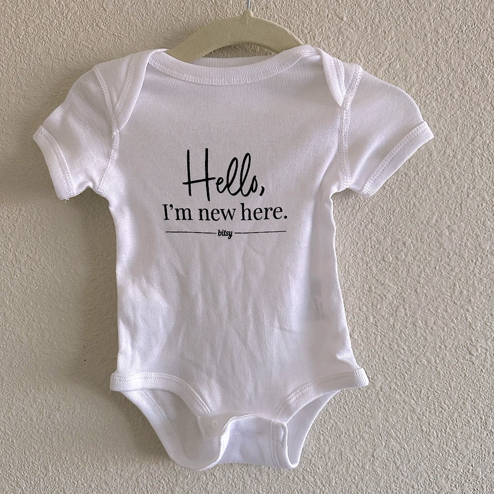 NWOT LAT Apparel | Bunny Skins “Hello I’m New Here” Onesie